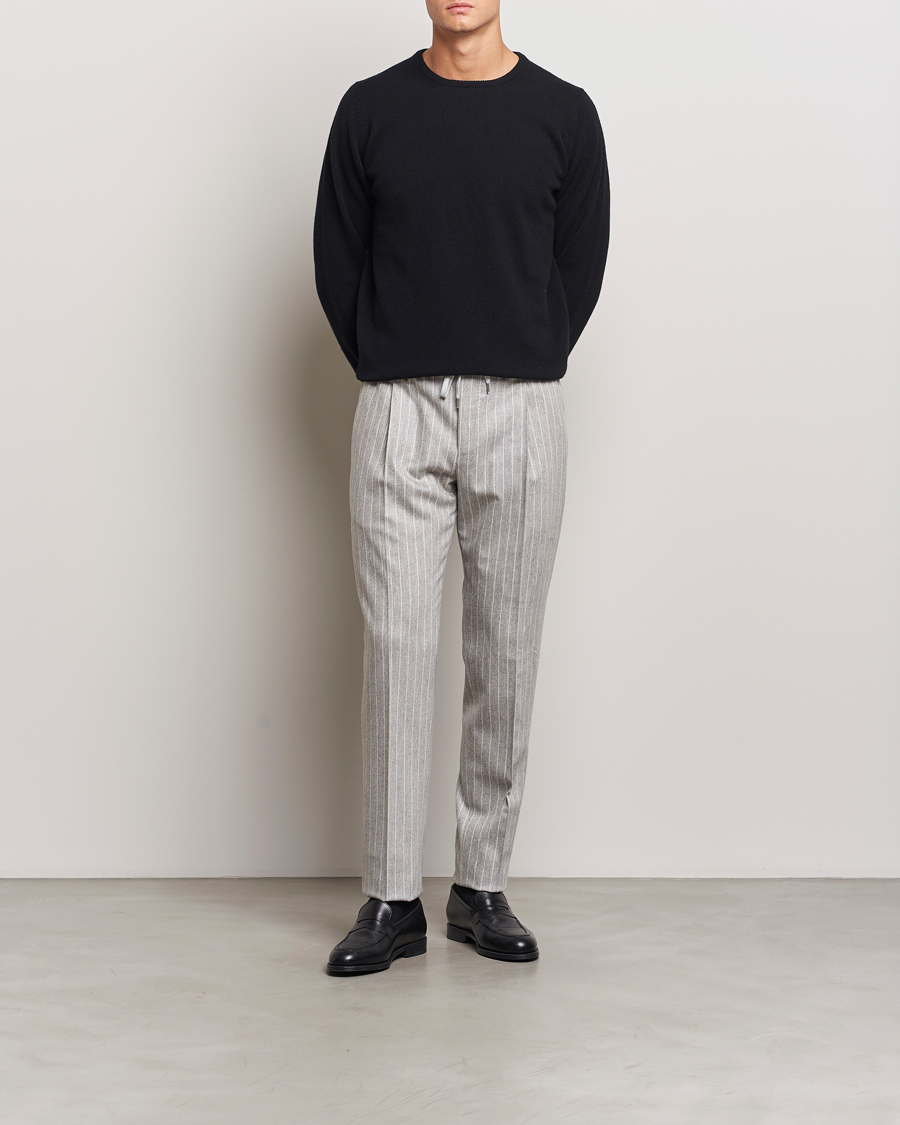 Heren | Broeken | PT01 | Slim Fit Wool/Cashmere Drawstring Trousers Light Grey