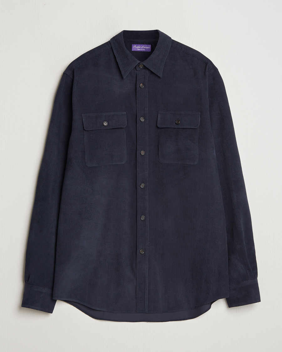 Heren | Overhemden | Ralph Lauren Purple Label | Cotton/Cashmere Corduroy Overshirt Navy