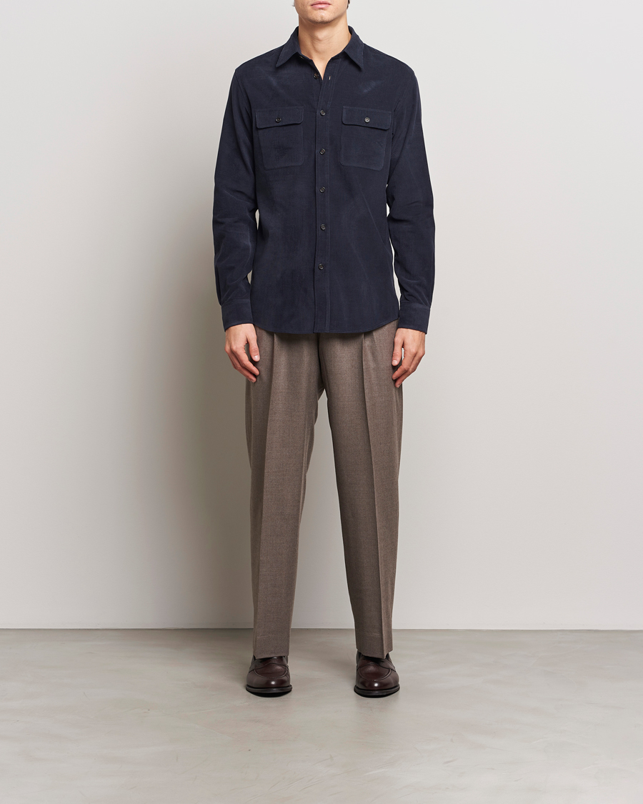 Heren | Overhemden | Ralph Lauren Purple Label | Cotton/Cashmere Corduroy Overshirt Navy