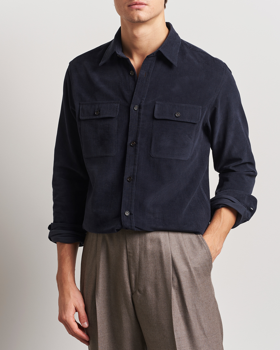 Heren | Overhemden | Ralph Lauren Purple Label | Cotton/Cashmere Corduroy Overshirt Navy