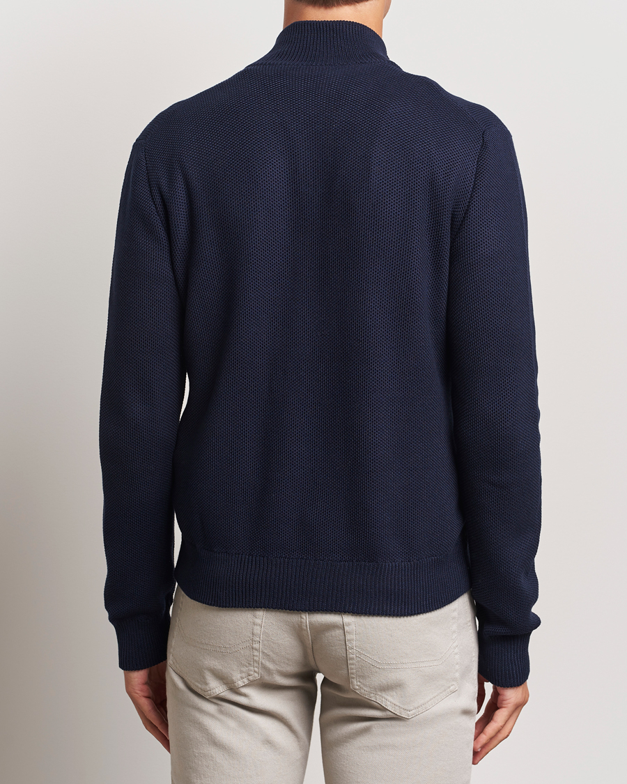 Heren | Truien | Ralph Lauren Purple Label | Cotton/Silk Full Zip Sweater Navy