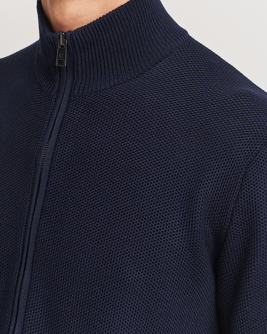 Heren | Truien | Ralph Lauren Purple Label | Cotton/Silk Full Zip Sweater Navy