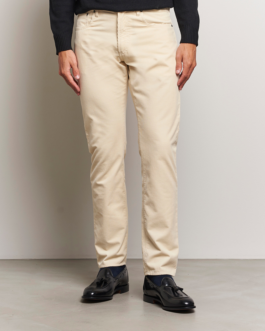Heren | Broeken | Ralph Lauren Purple Label | Slim Fit 5-Pocket Corduroy Pants Cream