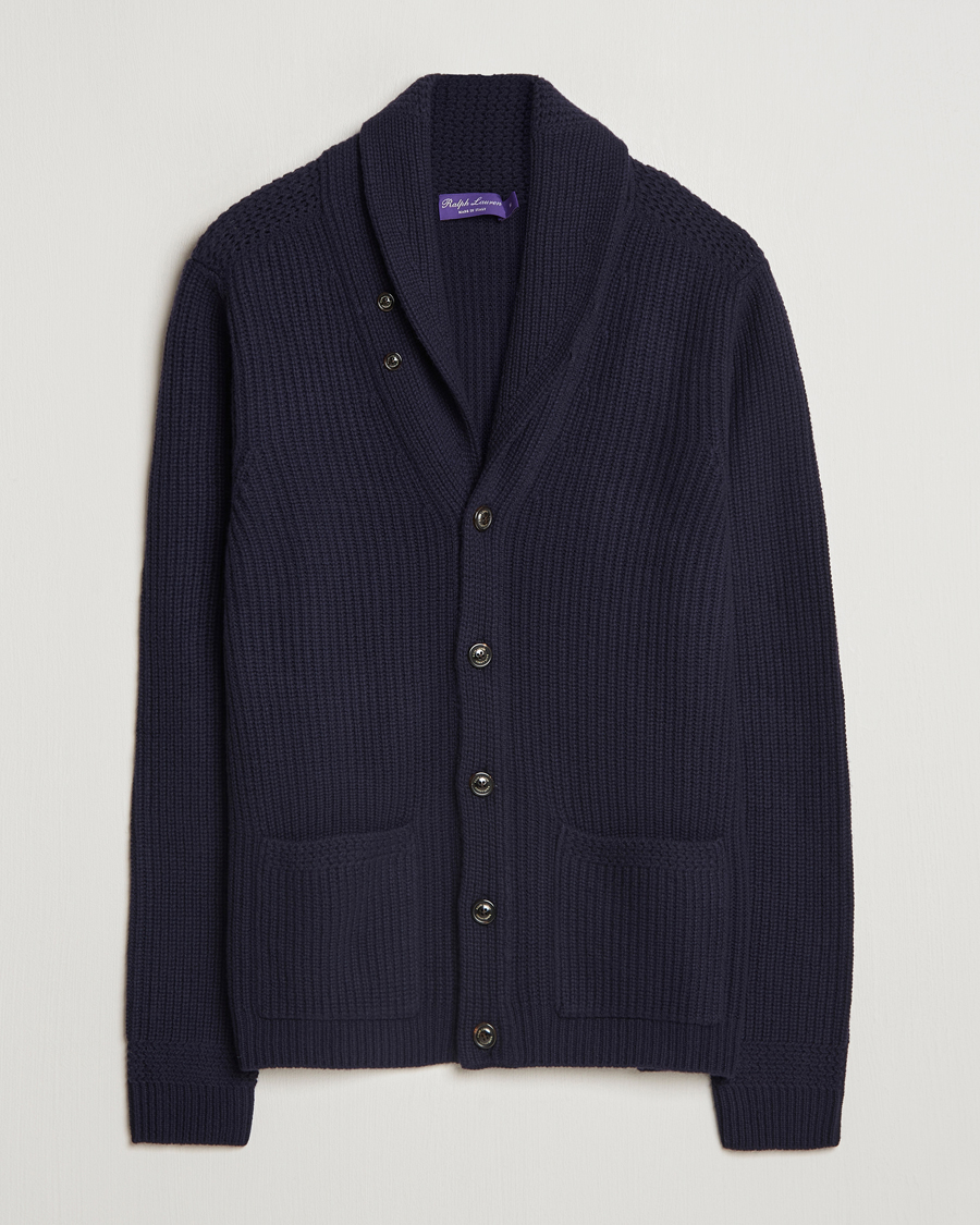 Heren | Truien | Ralph Lauren Purple Label | Cashmere Shawl Cardigan Navy