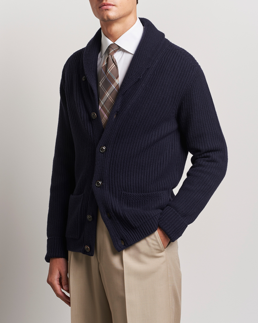 Heren | Truien | Ralph Lauren Purple Label | Cashmere Shawl Cardigan Navy