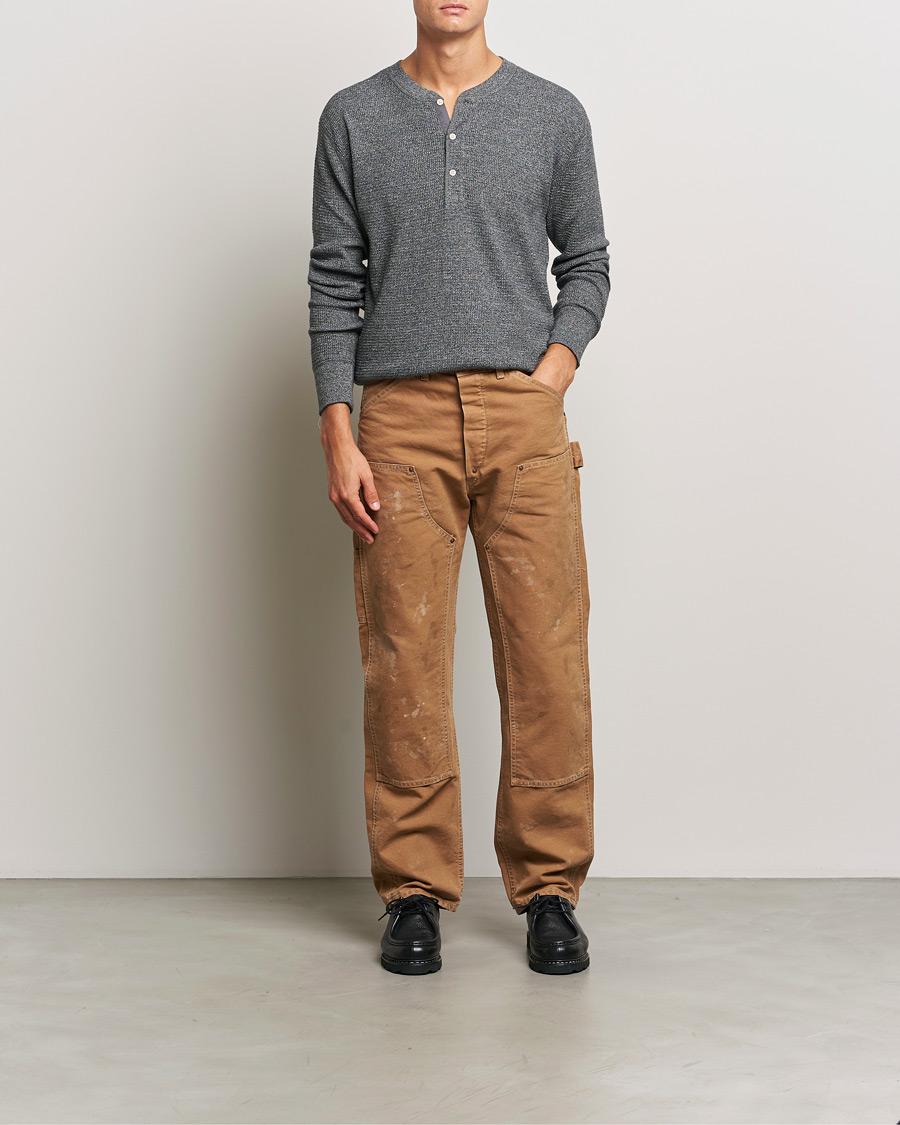 Heren | Truien | RRL | Long Sleeve Henley Charcoal Heather