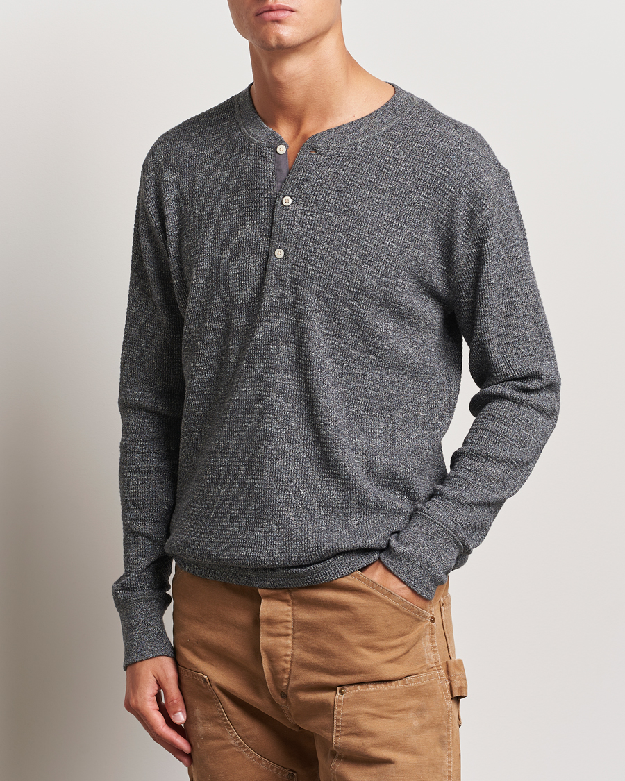 Heren | Truien | RRL | Long Sleeve Henley Charcoal Heather