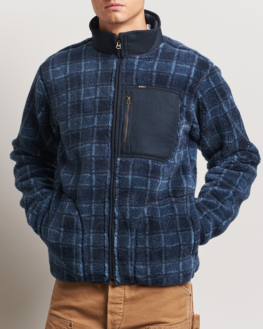 Heren | Truien | RRL | Gabe Fleece Full Zip Navy Plaid