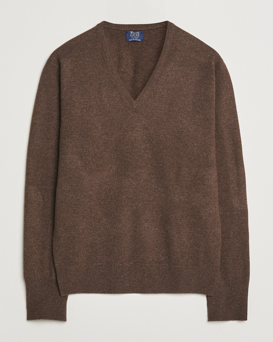 Heren | Truien | William Lockie | Rob Lambswool V-Neck Mocha