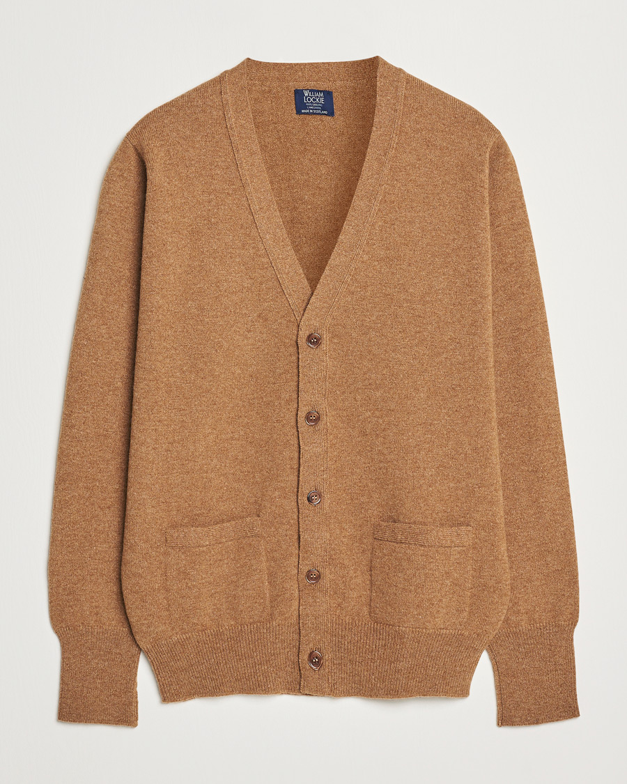 Heren | Truien | William Lockie | Rob Lambswool Cardigan Driftwood