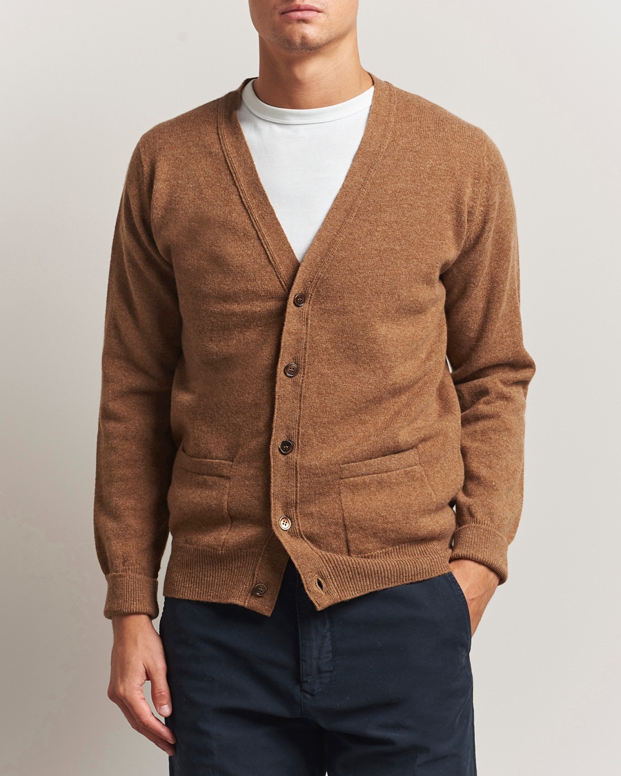 Heren | Truien | William Lockie | Rob Lambswool Cardigan Driftwood