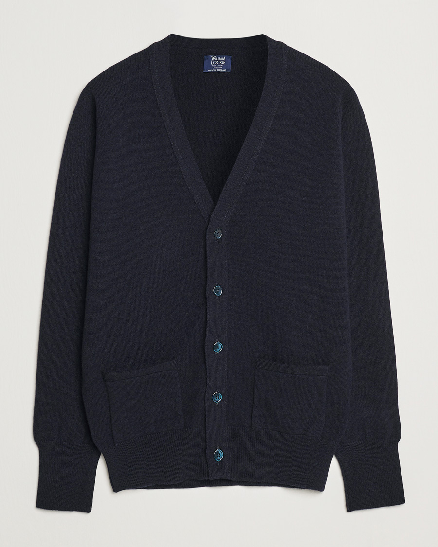 Heren | Truien | William Lockie | Rob Lambswool Cardigan Navy