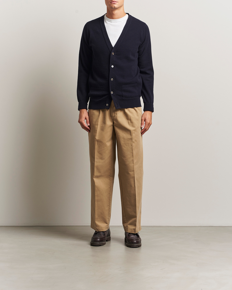 Heren | Truien | William Lockie | Rob Lambswool Cardigan Navy