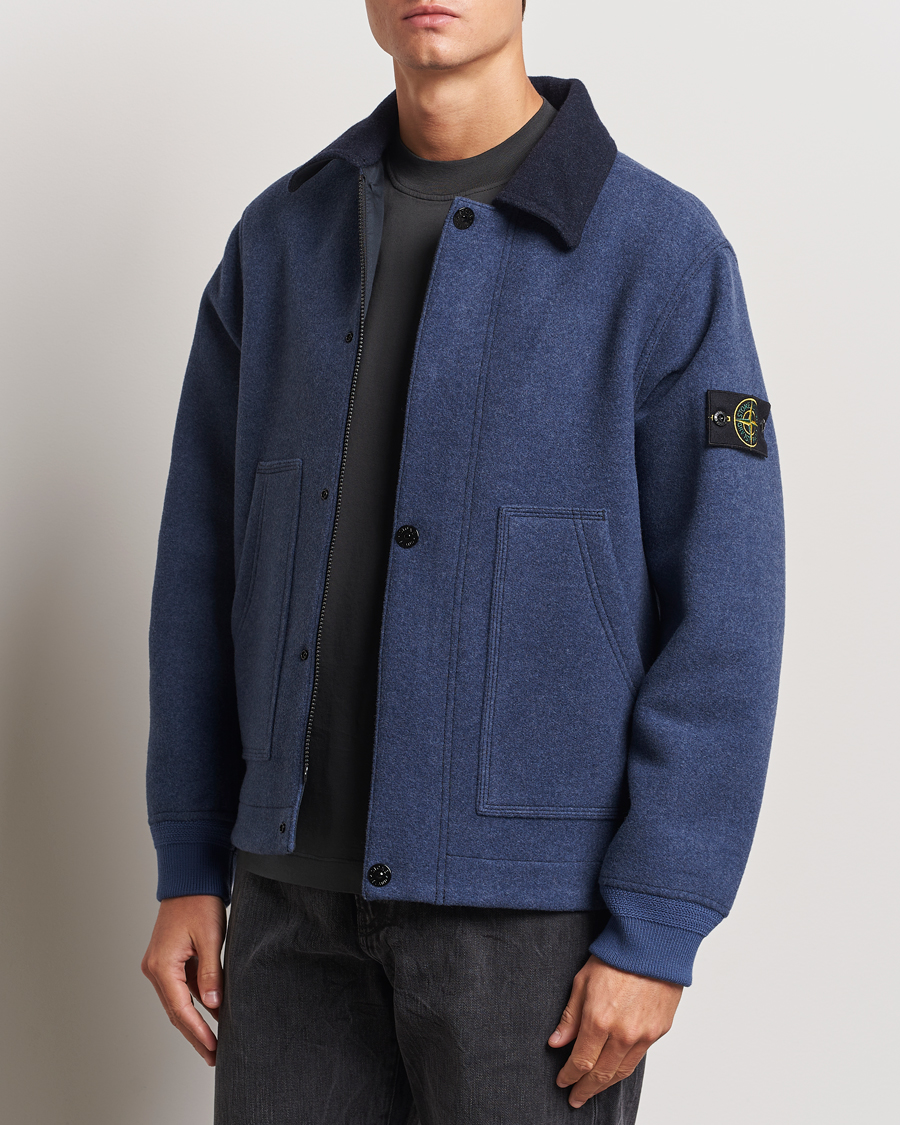 Heren | Jassen | Stone Island | Panno Speciale Wool Nylon Jacket Royal Blue