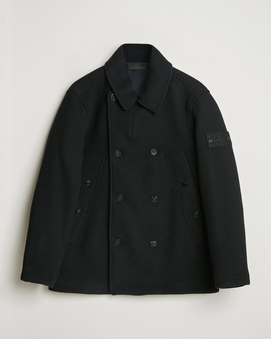 Heren | Jassen | Stone Island | Ghost Wool/Cashmere Peacoat Black