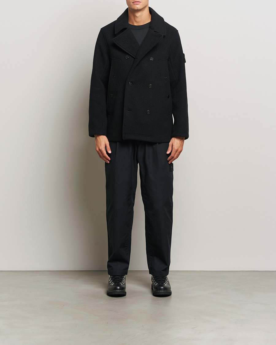 Heren | Jassen | Stone Island | Ghost Wool/Cashmere Peacoat Black