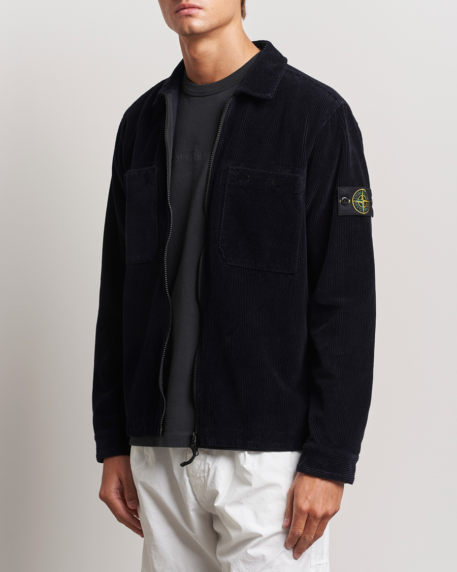 Stone Island Garment Dyed Corduroy Overshirt Navy Blue | Man - CareOfCarl.n