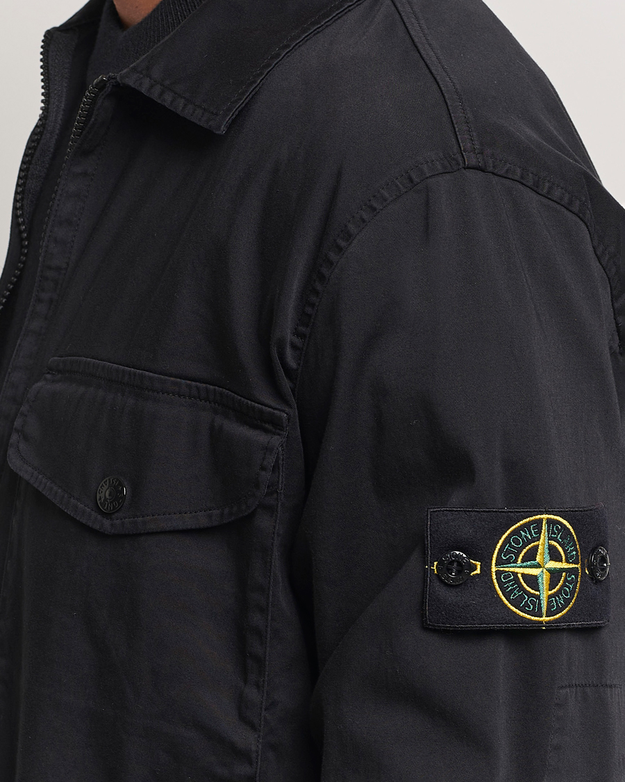 Heren | Overhemden | Stone Island | Garment Dyed Cotton Zip Overshirt Black