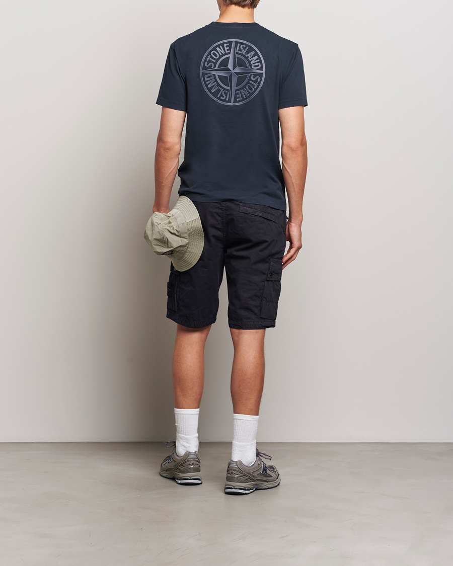 Heren | T-shirts | Stone Island | Garment Dyed Jersey Logo T-Shirt Navy Blue