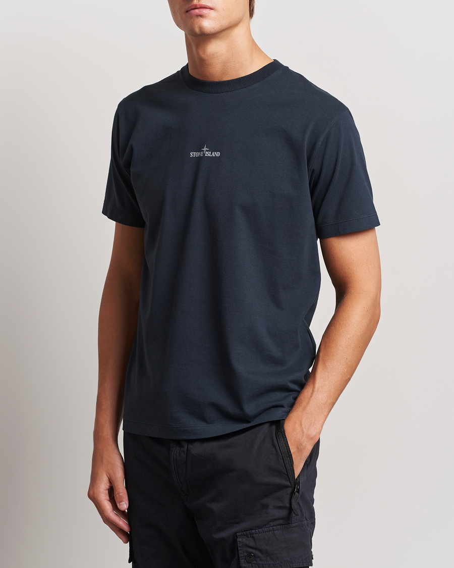 Heren | T-shirts | Stone Island | Garment Dyed Jersey Logo T-Shirt Navy Blue