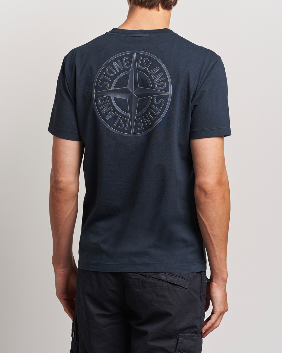 Heren | T-shirts | Stone Island | Garment Dyed Jersey Logo T-Shirt Navy Blue