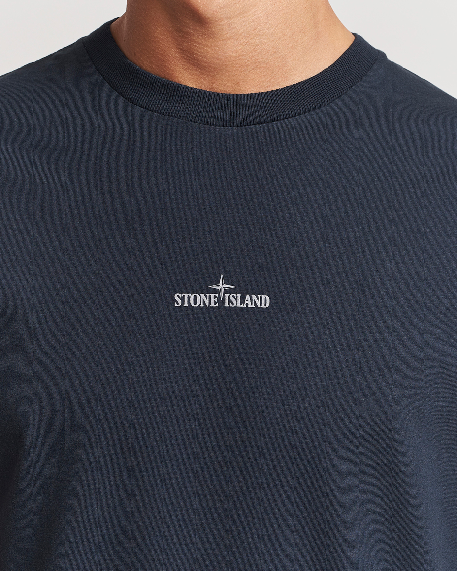 Heren | T-shirts | Stone Island | Garment Dyed Jersey Logo T-Shirt Navy Blue