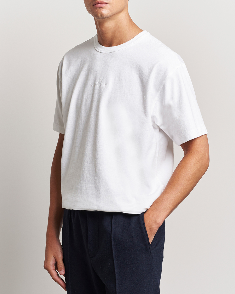 Heren | T-shirts | Stone Island | Old Dyed Cotton Logo T-Shirt White