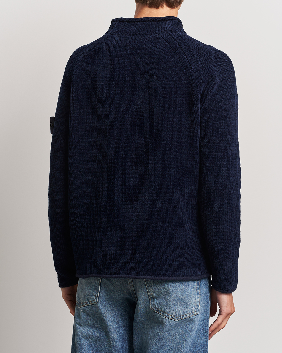 Heren | Truien | Stone Island | Cotton Chenille Mock Neck Navy Blue