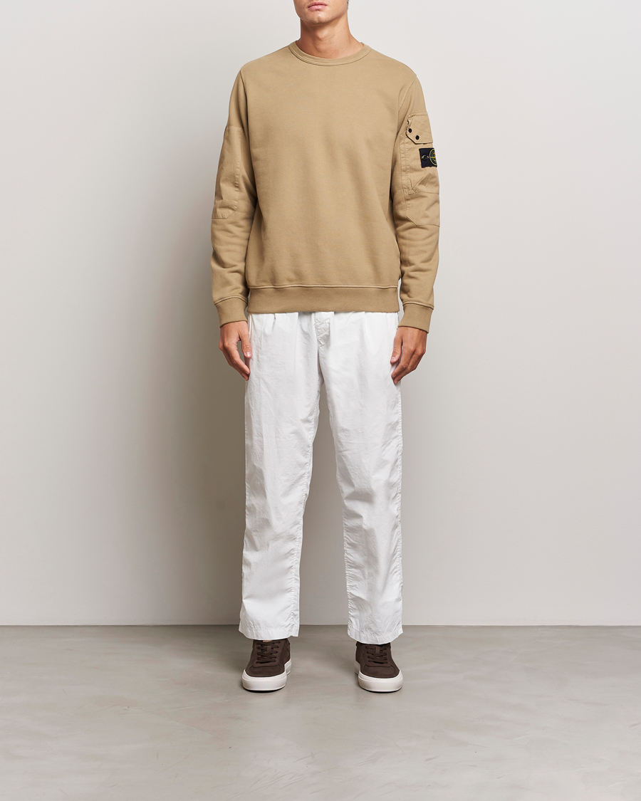 Heren | Truien | Stone Island | Brushed Cotton Fleece Sweatshirt Biscuit