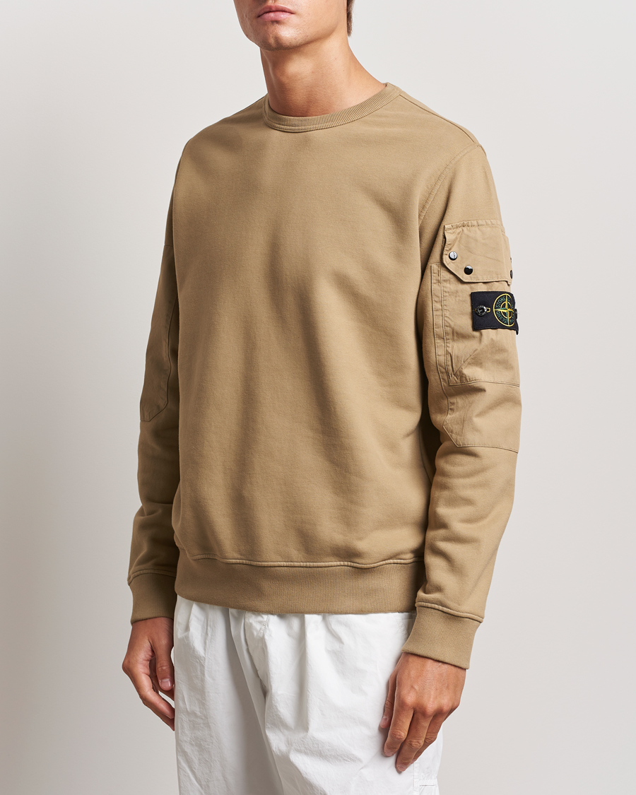 Heren | Truien | Stone Island | Brushed Cotton Fleece Sweatshirt Biscuit