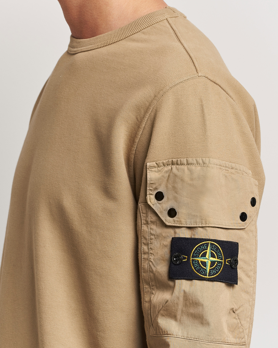 Heren | Truien | Stone Island | Brushed Cotton Fleece Sweatshirt Biscuit