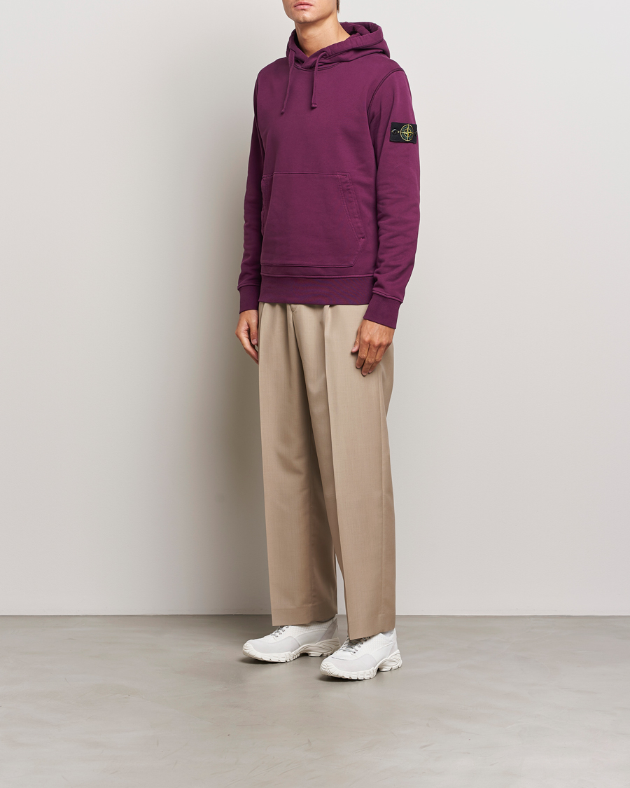 Heren | Truien | Stone Island | Garment Dyed Fleece Hood Burgundy