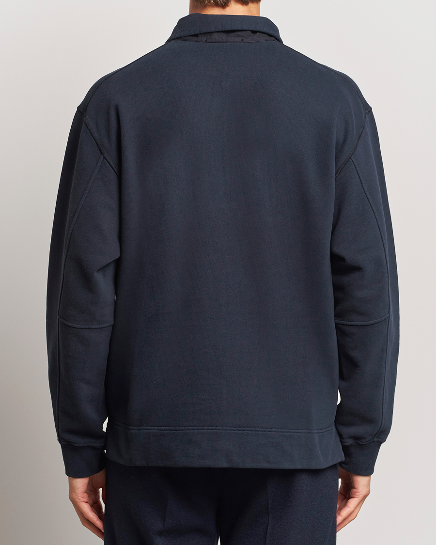Heren | Truien | Stone Island | Garment Dyed Fleece Zip Polo Navy Blue