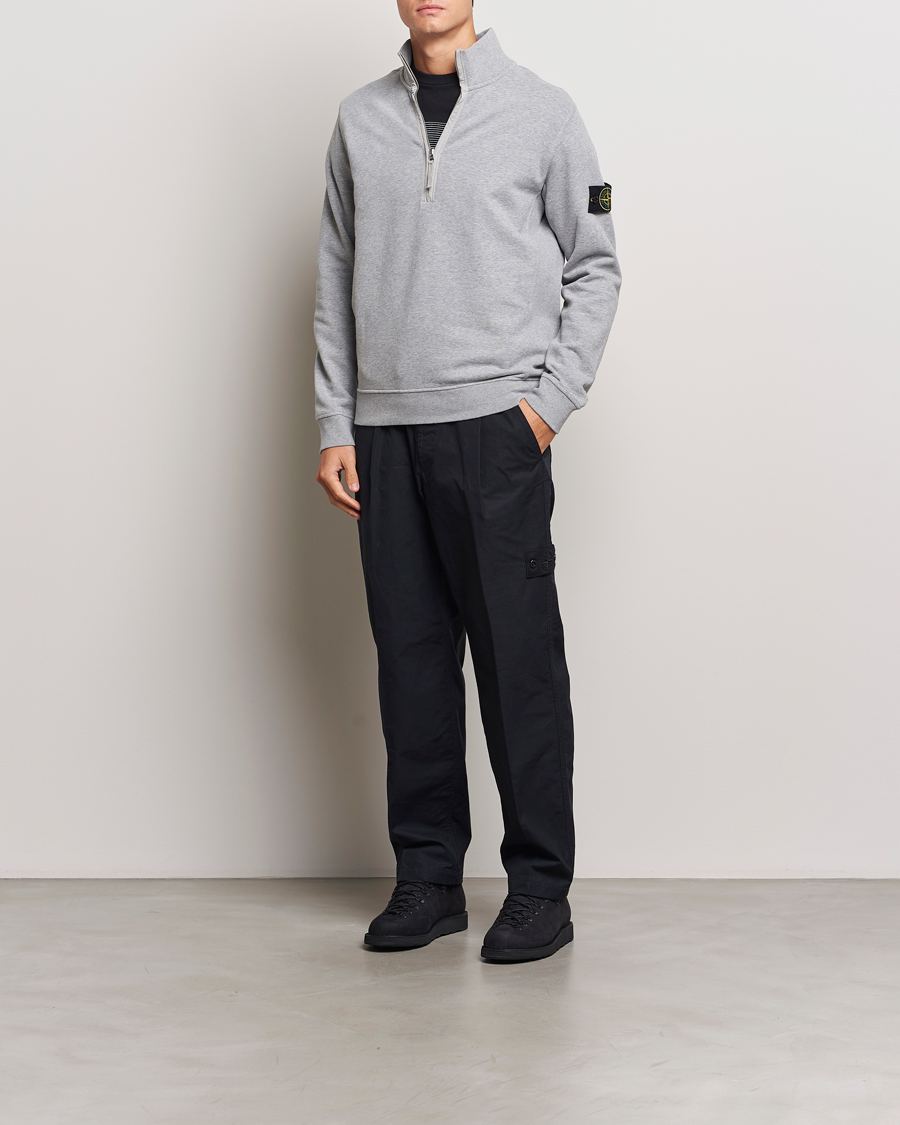 Heren | Truien | Stone Island | Garment Dyed Fleece Half Zip Melange Grey