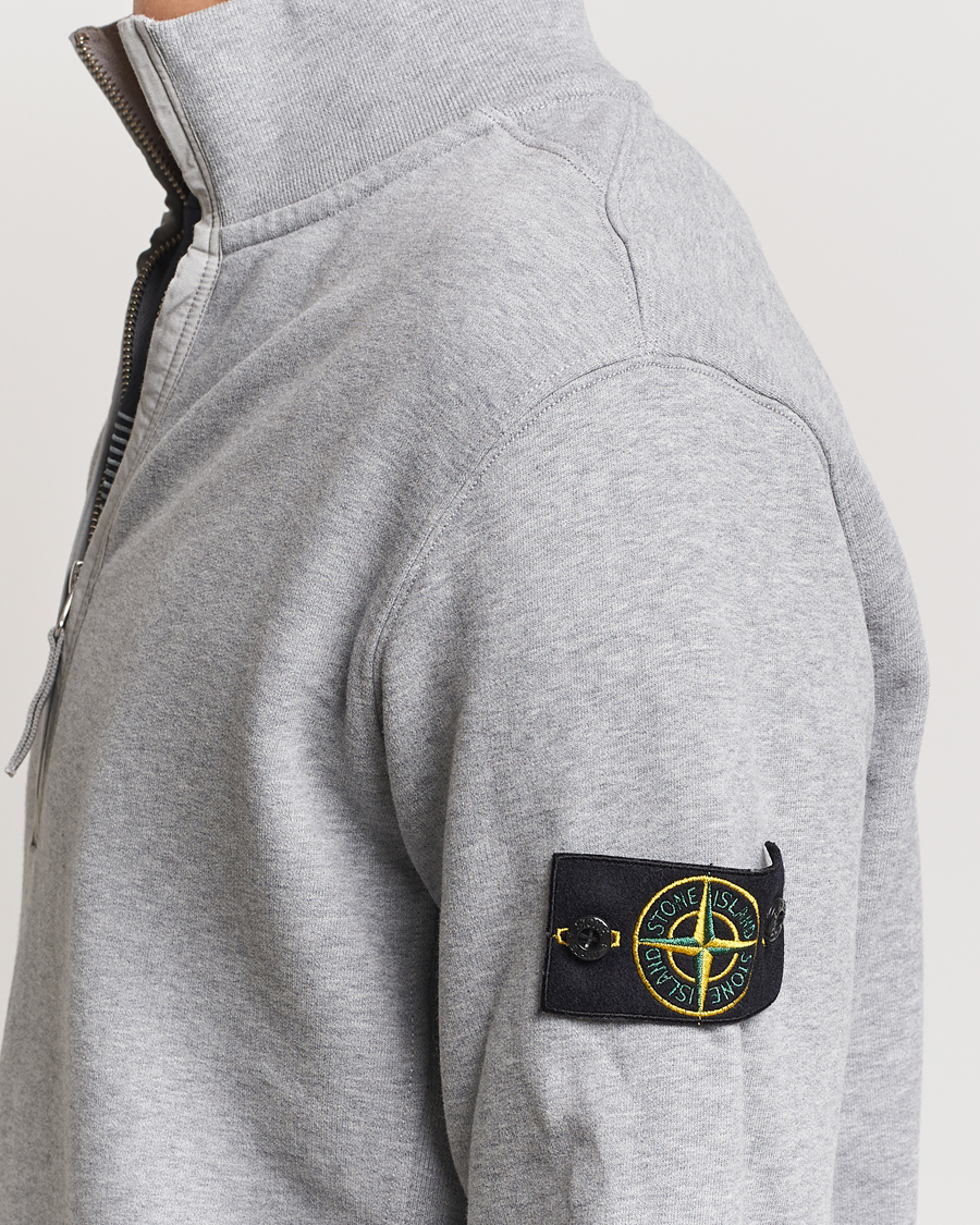Heren | Truien | Stone Island | Garment Dyed Fleece Half Zip Melange Grey