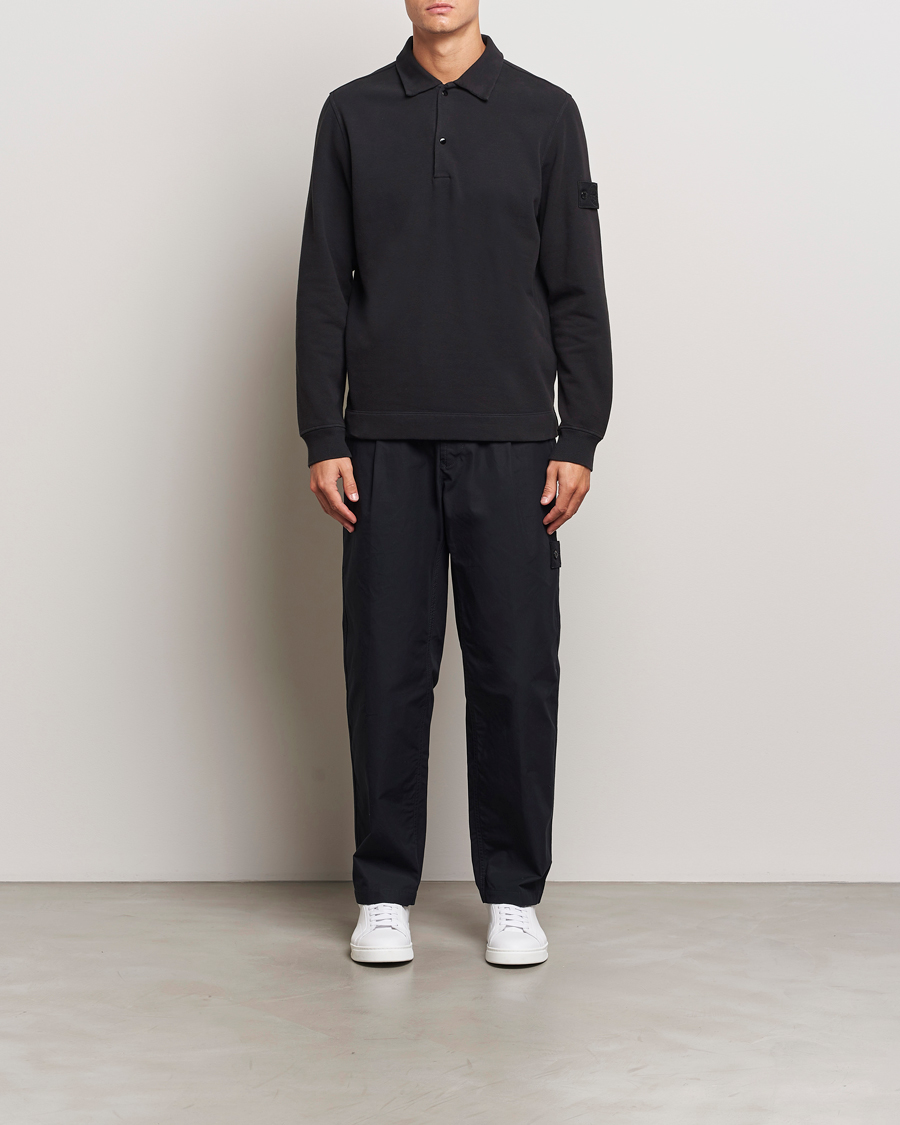 Heren | Truien | Stone Island | Ghost Organic Cotton Fleece Polo Sweatshirt Black
