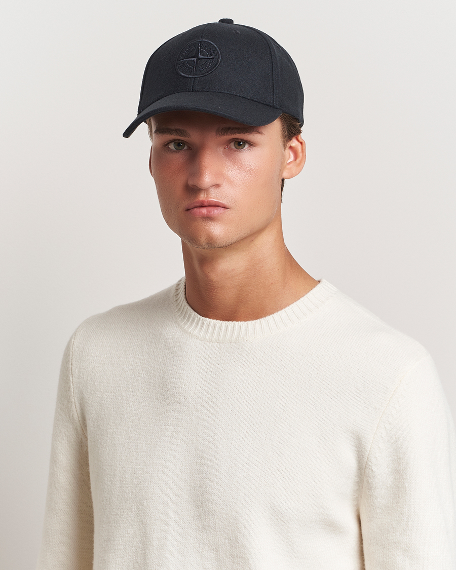 Heren | Stone Island Wool Nylon Flannel Cap Navy Blue | Stone Island | Wool Nylon Flannel Cap Navy Blue