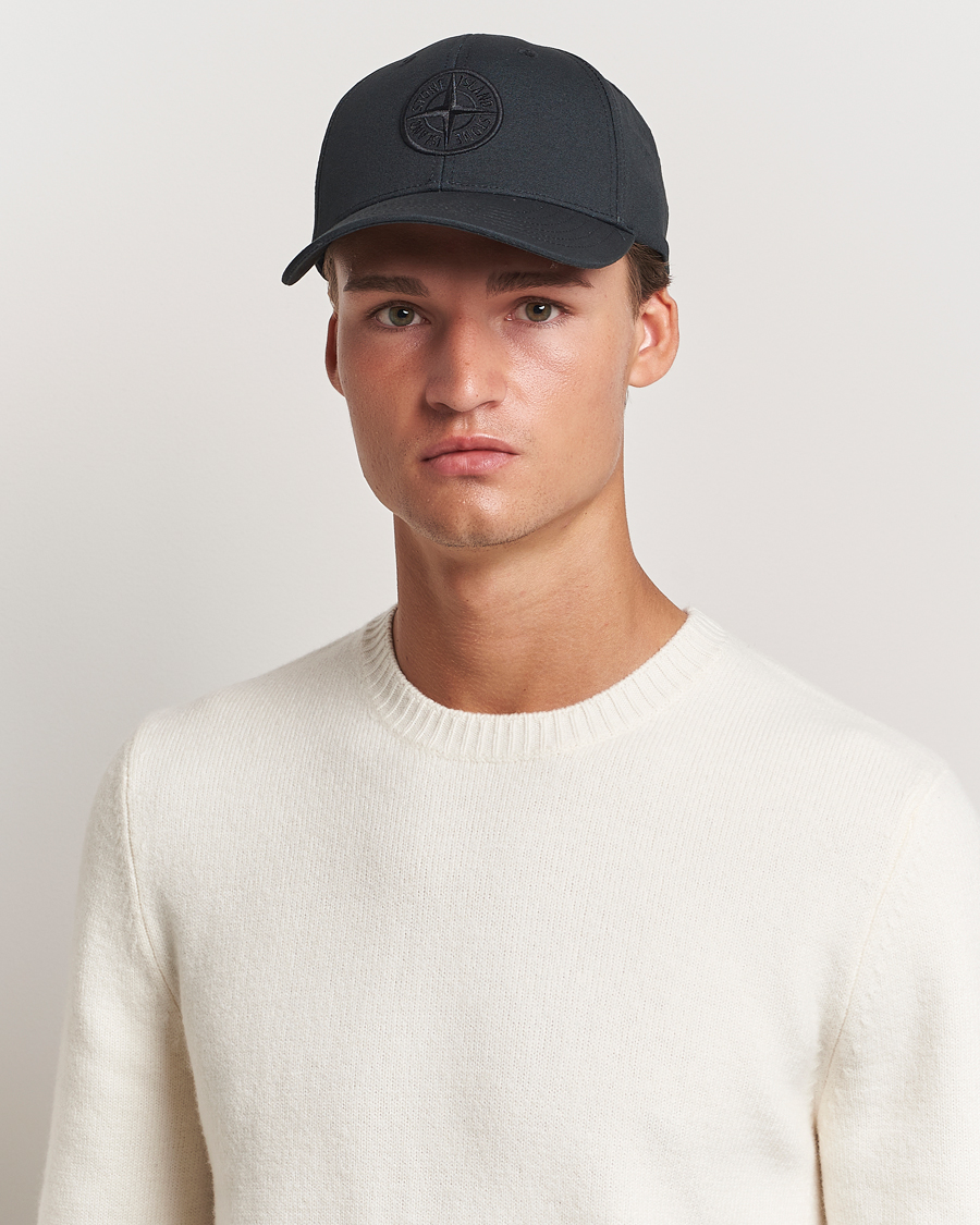 Heren | Stone Island Cotton Rep Logo Cap Black | Stone Island | Cotton Rep Logo Cap Black