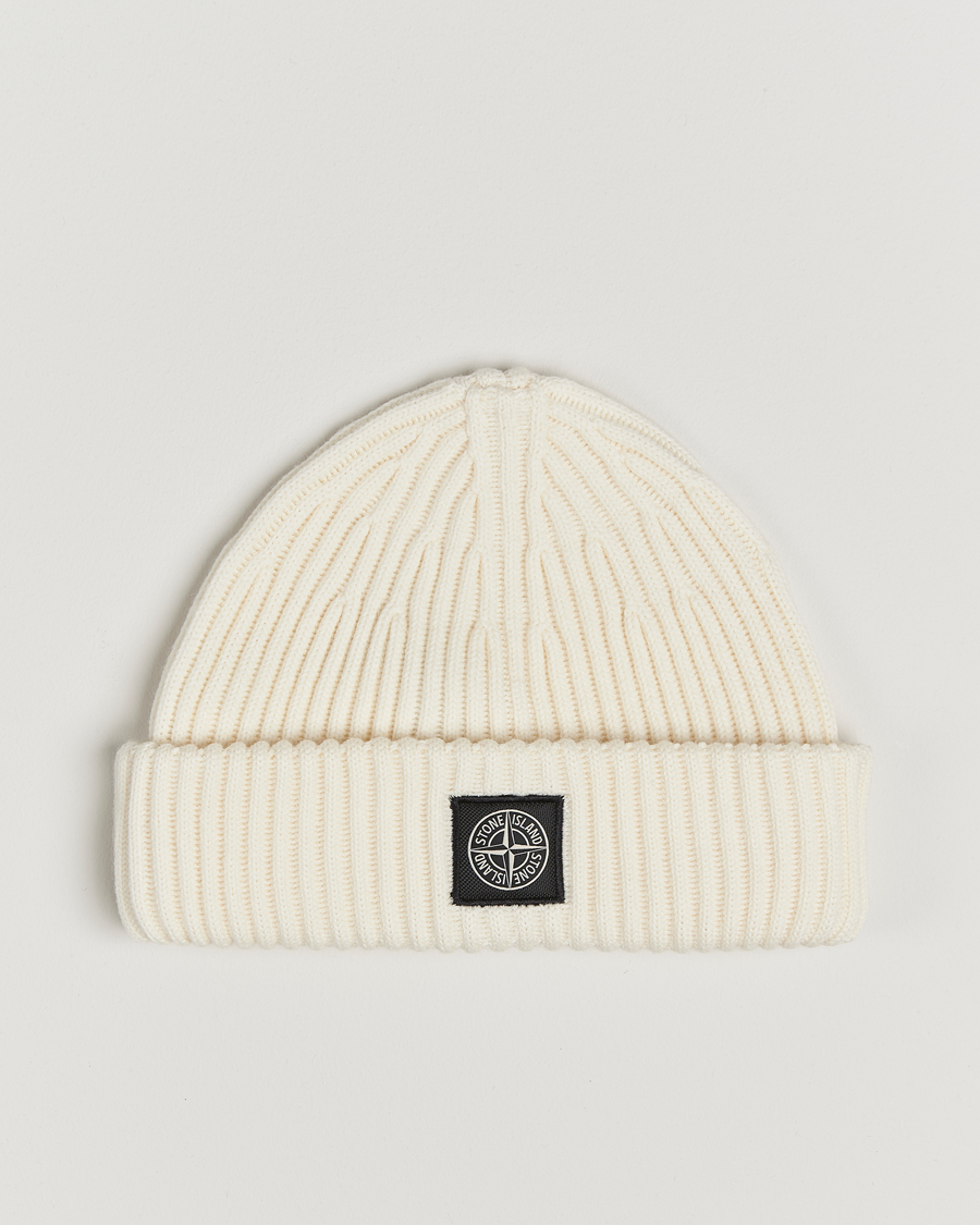 Heren | Stone Island Full Rib Wool Beanie Natural | Stone Island | Full Rib Wool Beanie Natural