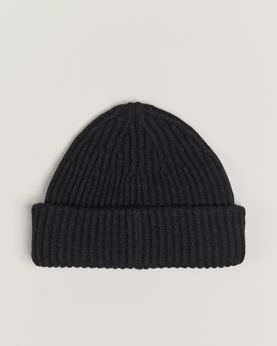 Heren | Stone Island Full Rib Wool Beanie Melange Charcoal | Stone Island | Full Rib Wool Beanie Melange Charcoal