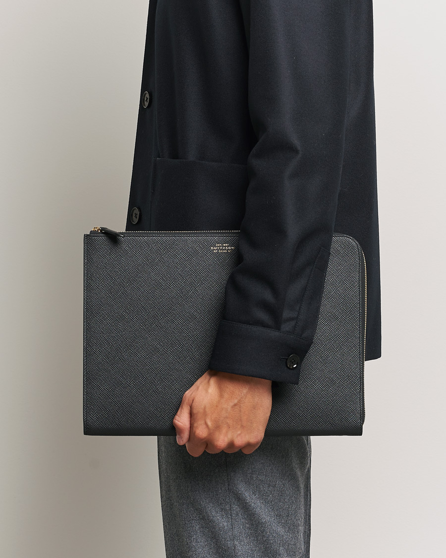 Heren | Tassen | Smythson | Panama Small Laptop Case Black