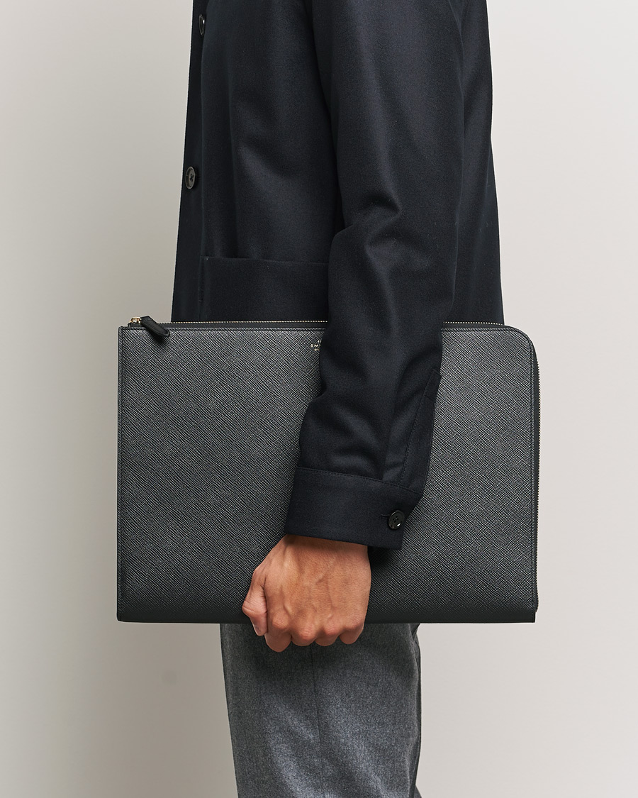Heren | Tassen | Smythson | Panama Large Laptop Case Black