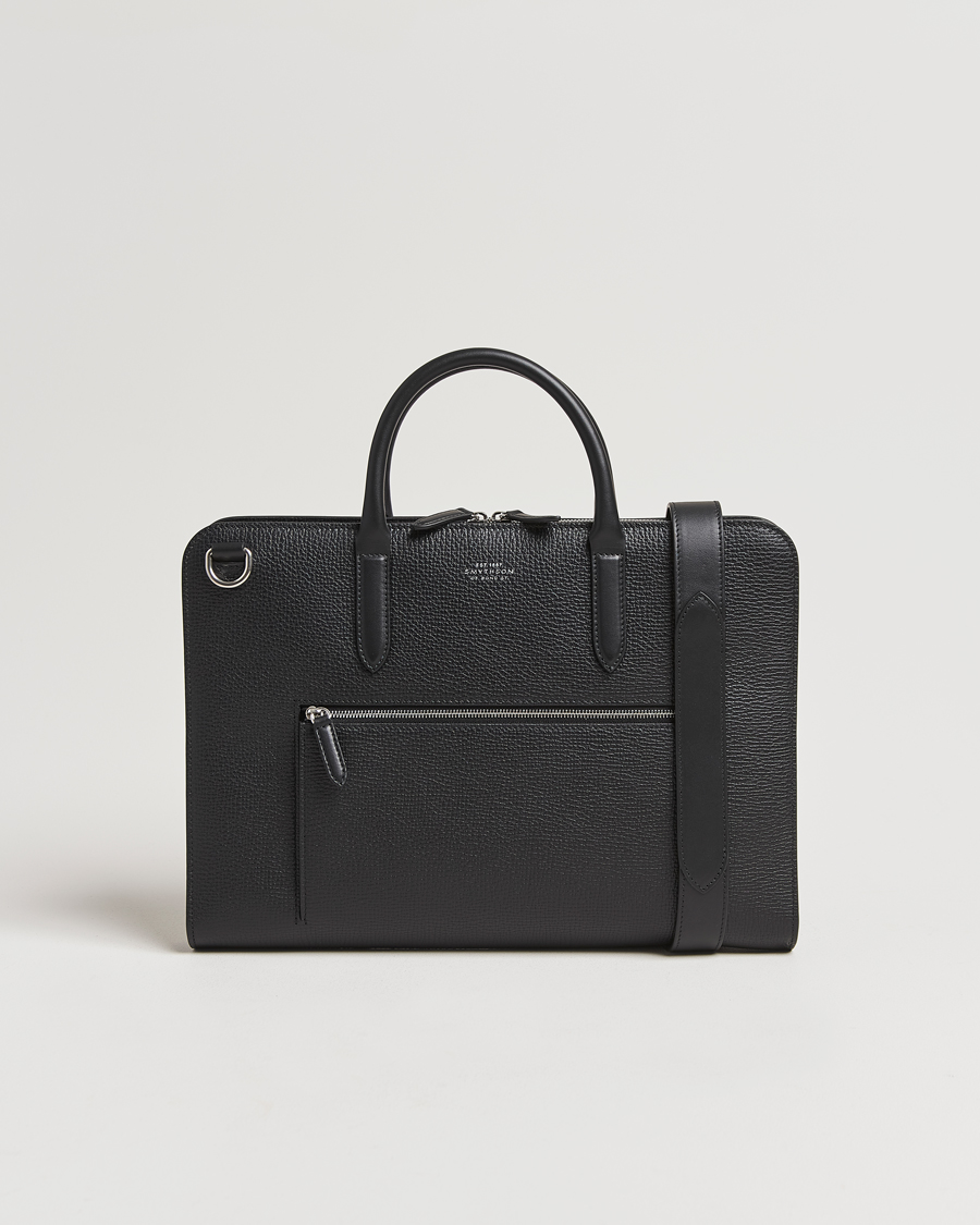 Heren | Tassen | Smythson | Ludlow Ultra Slim Brefcase With Zip Front Black