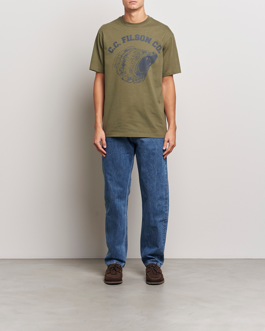 Heren | T-shirts | Filson | Printed Cotton T-Shirt Ivy Green