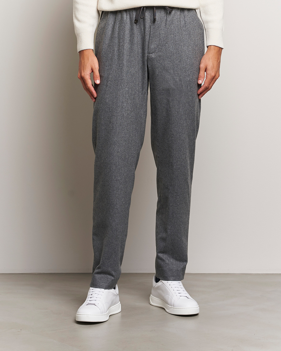 Heren | Broeken | Moncler | Flannel Drawstring Pants Grey Melange