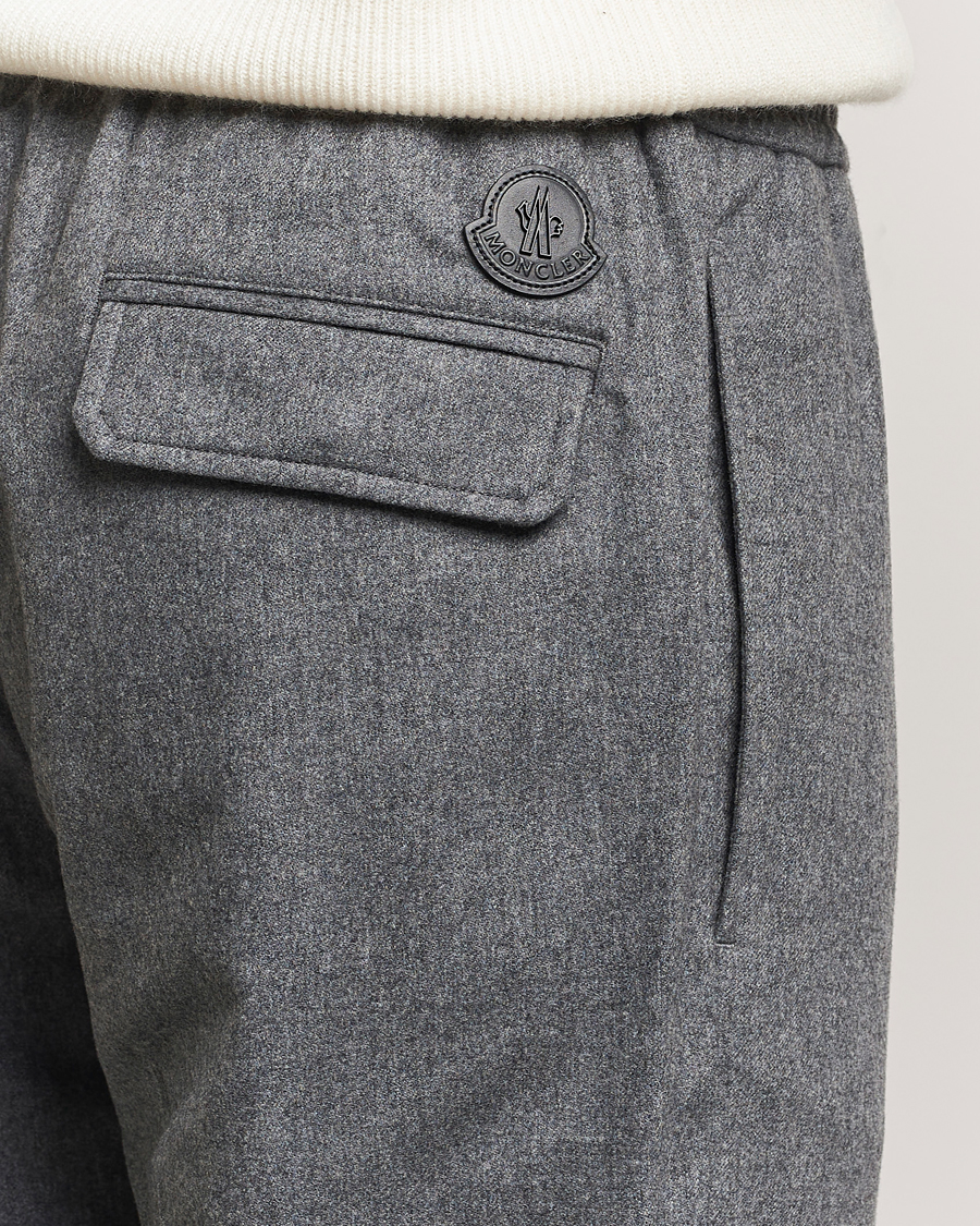 Heren | Broeken | Moncler | Flannel Drawstring Pants Grey Melange