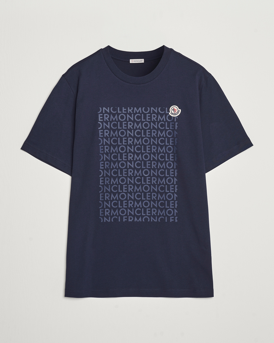 Heren | T-shirts | Moncler | All Over Lettering T-Shirt Navy