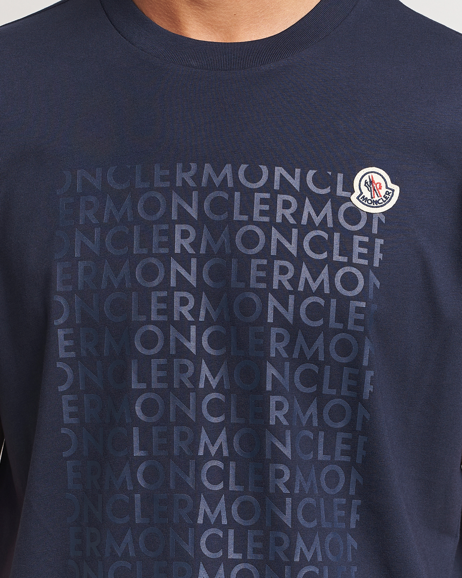 Heren | T-shirts | Moncler | All Over Lettering T-Shirt Navy