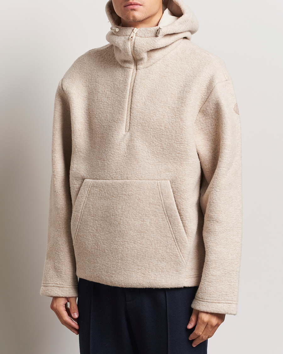 Heren | Truien | Moncler | Half Zip Hoodie Beige