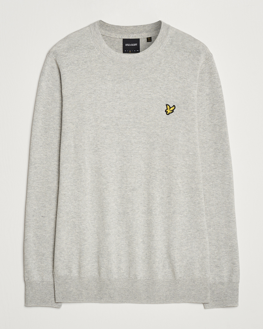 Heren | Truien | Lyle & Scott | Cotton/Merino Crew Neck Jumper Light Grey Marl